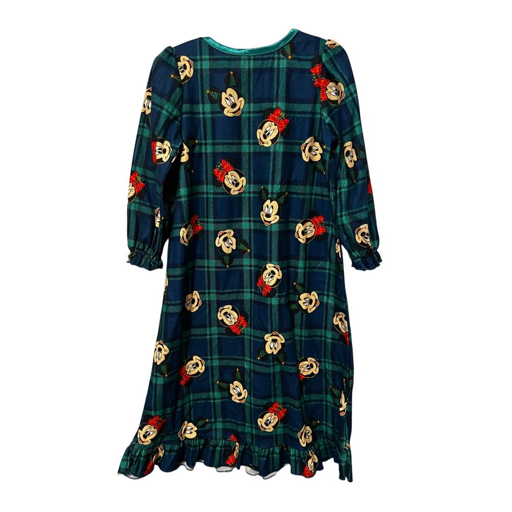 Disney Mickey Minnie Green Plaid Nightgown Size 4T Merry Christmas - Picture 2 of 4